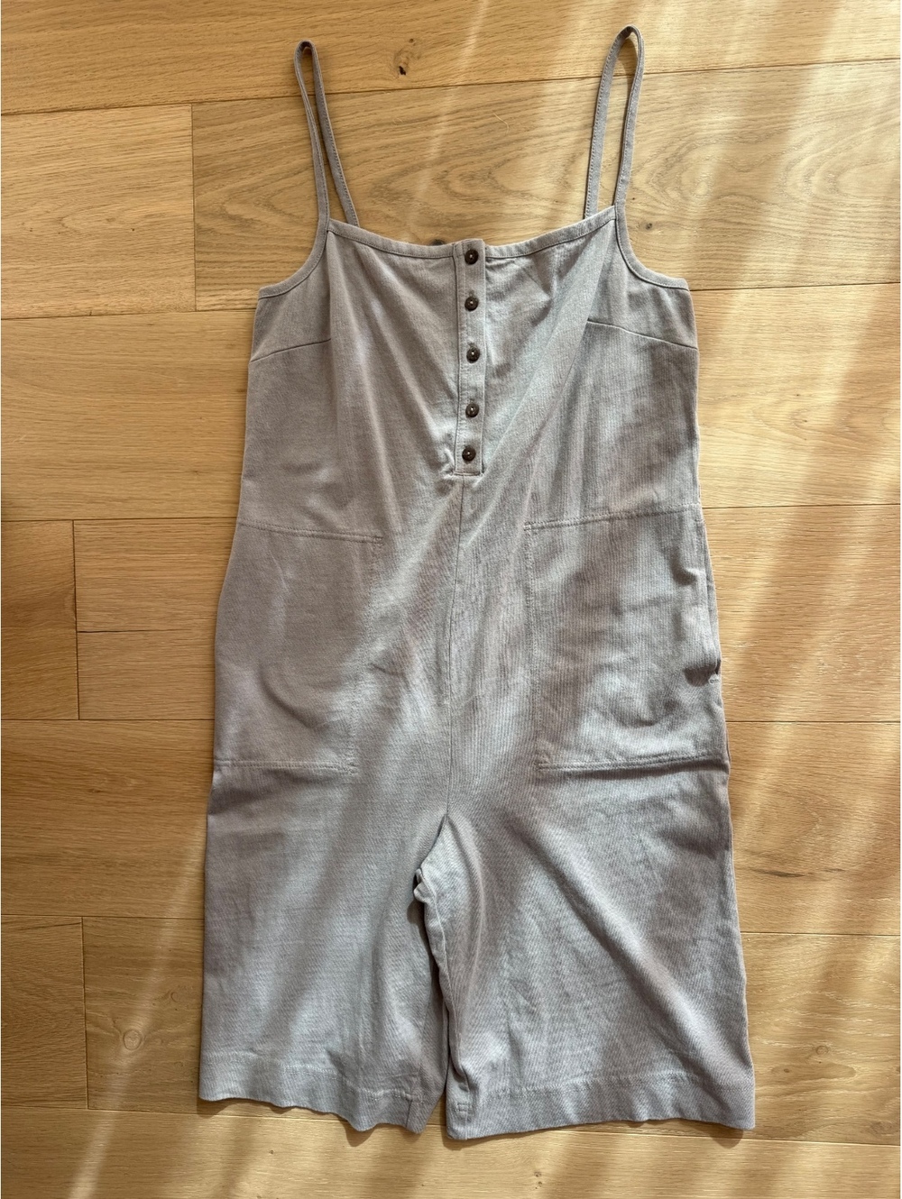 Free People Sleet Grey Button Front Cotton Romper Jumpsuit XS